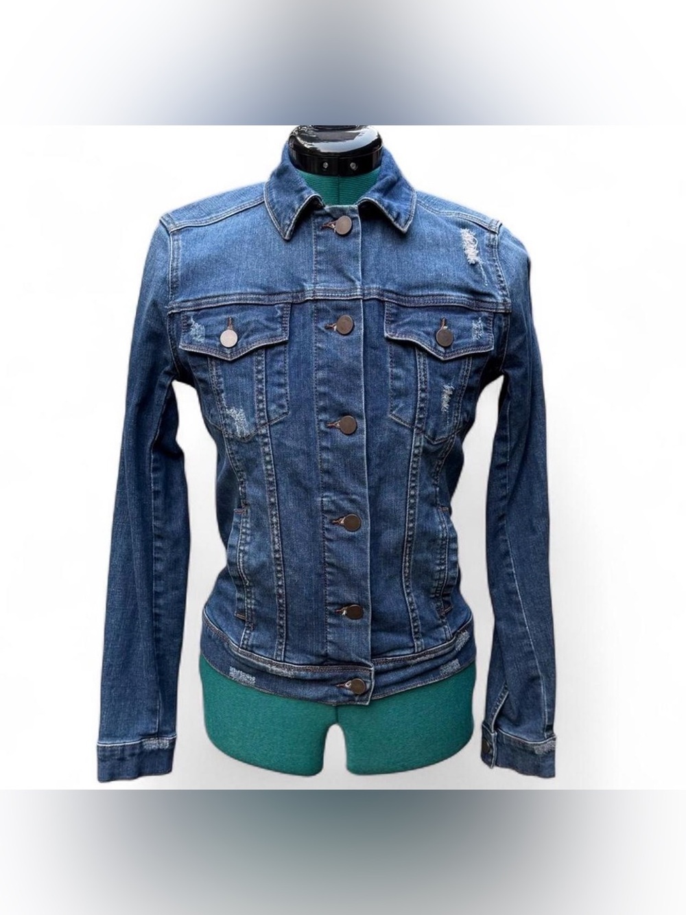 bp Blue Distressed Slim Denim Jacket